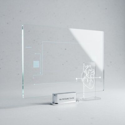Display con pannello touch ad alta trasmissione luminosa che offre una forza di attivazione touch senza pressione, progettato per apparecchiature mediche e sanitarie
